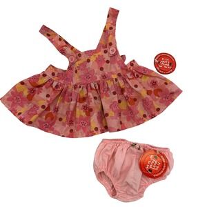 Build a Bear Vtg Pinafore PINK Dress Pantiy Flower Floral Clothes Summer Tag BAB